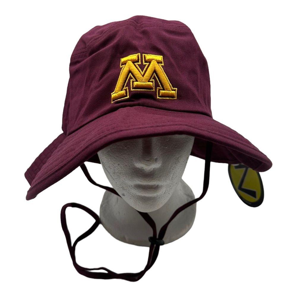 Nwt Zephyr Minnesota Golden Gophers Ncaa Red Bucket Hat W/ Chin Strap Size L/Xl